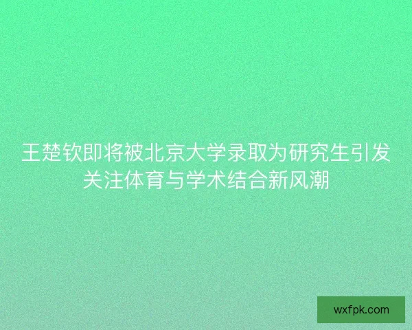 王楚钦即将被北京大学录取为研究生引发关注体育与学术结合新风潮